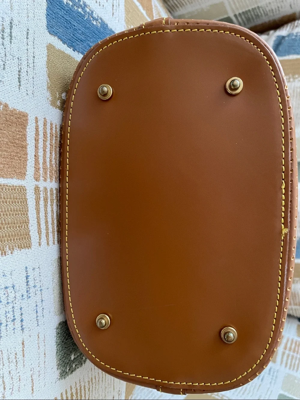 Rare Vintage Dooney & Bourke Camel Leather Perforated Bucket Tote